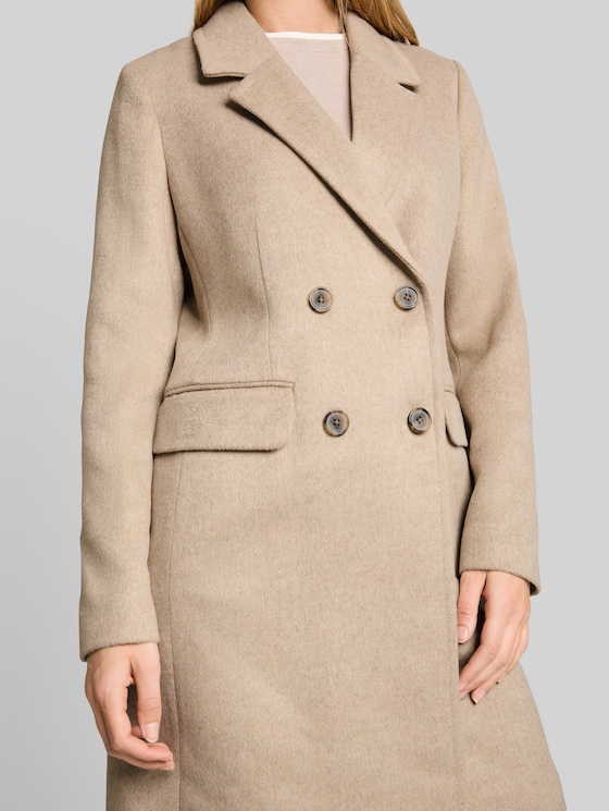 Slim-fit coat with pockets - mink beige melange
