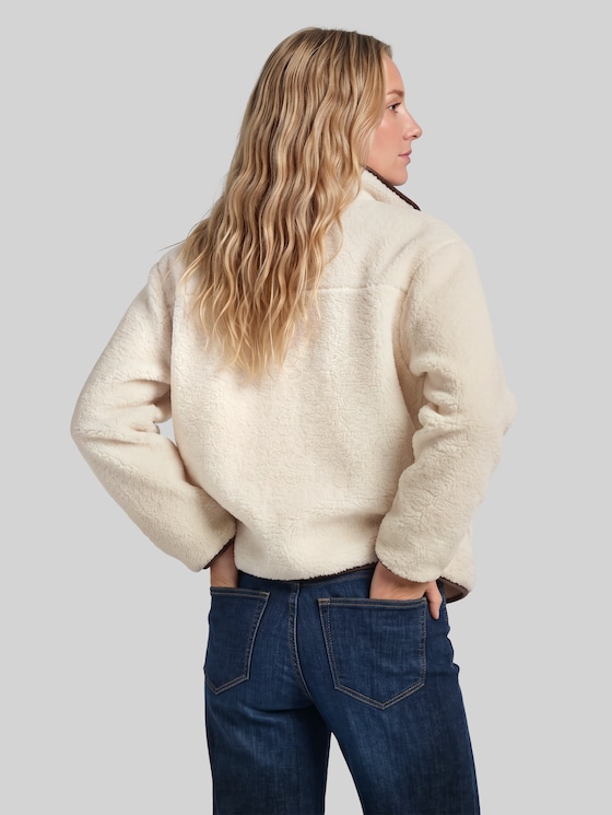 Teddy jacket with pockets - light cream beige