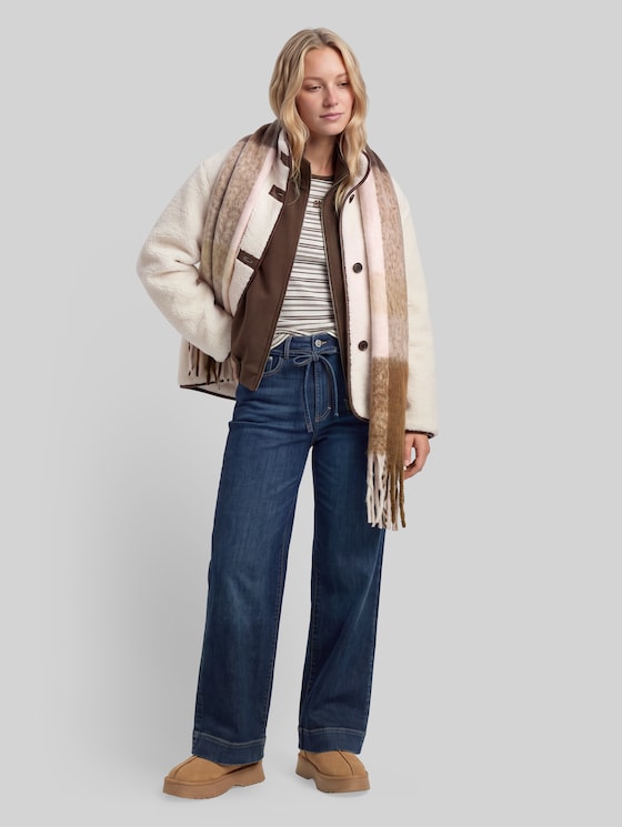 Teddy jacket with pockets - light cream beige