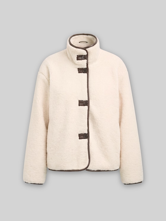 Teddy jacket with pockets - light cream beige