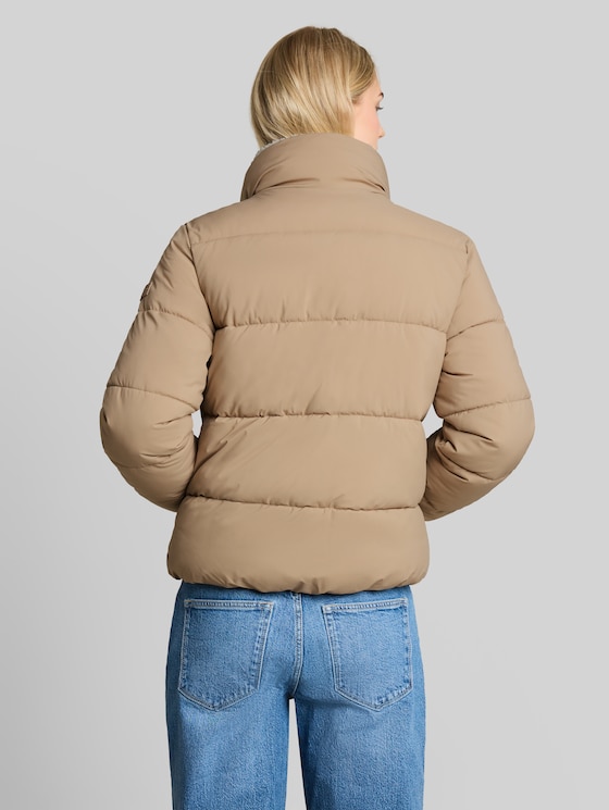 Puffer jacket with teddy collar - Mink Beige