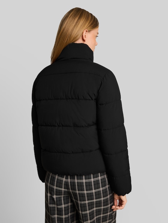 Puffer jacket with teddy collar - deep black