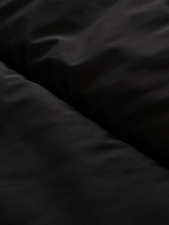 Puffer jacket with teddy collar - deep black