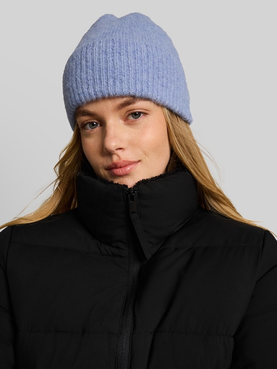 Puffer jacket with teddy collar - deep black