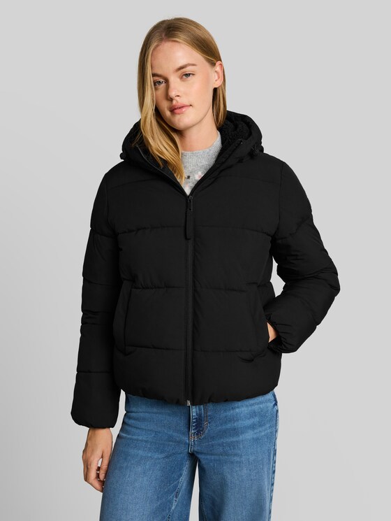 Puffer jacket made from water-repellent fabric - deep black