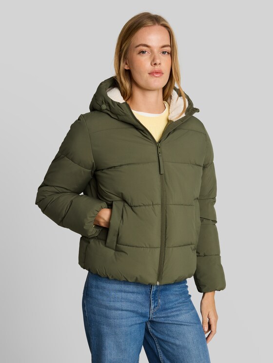 Puffer jacket made from water-repellent fabric - urban olive green