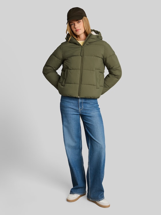 Puffer jacket made from water-repellent fabric - urban olive green