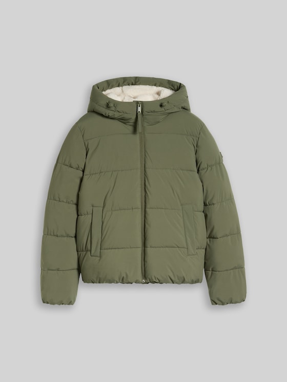Puffer jacket made from water-repellent fabric - urban olive green