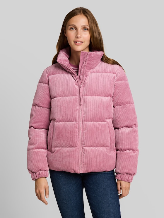 Corduroy jacket made from water-repellent fabric - dusty berry