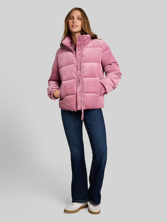 Corduroy jacket made from water-repellent fabric - dusty berry