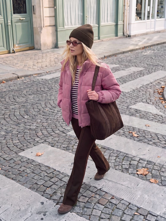 Corduroy jacket made from water-repellent fabric - dusty berry