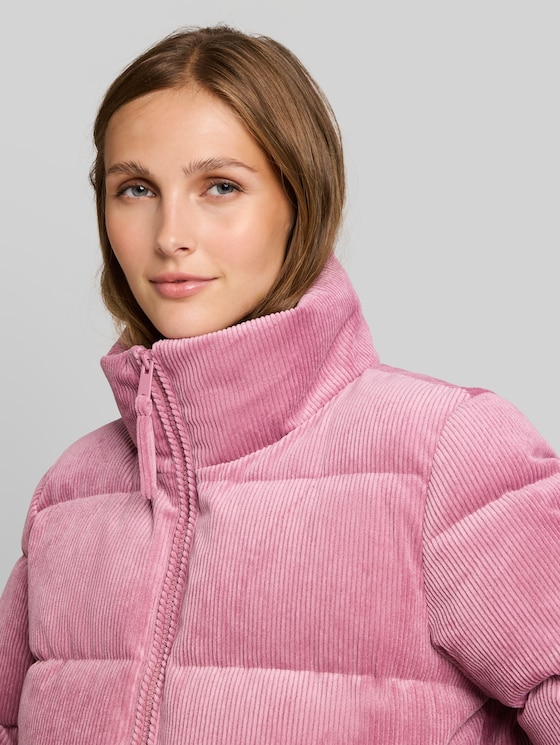 Corduroy jacket made from water-repellent fabric - dusty berry