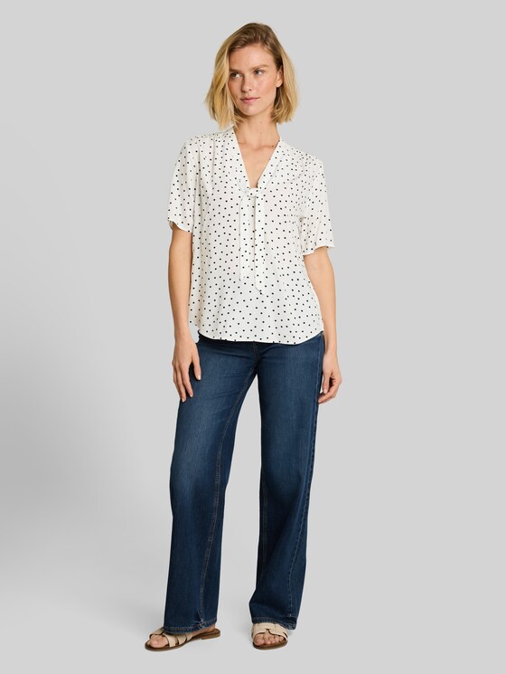 Polka dot blouse - white small dot design