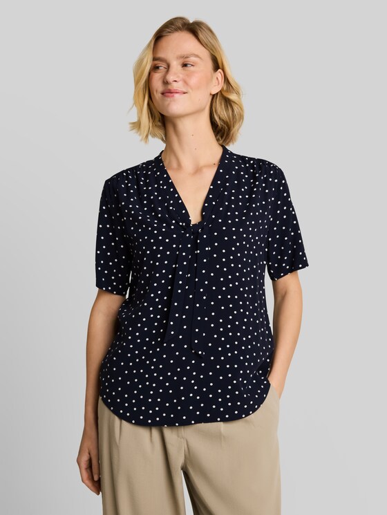 Polka dot blouse - navy white small dot design