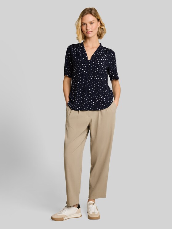Polka dot blouse - navy white small dot design
