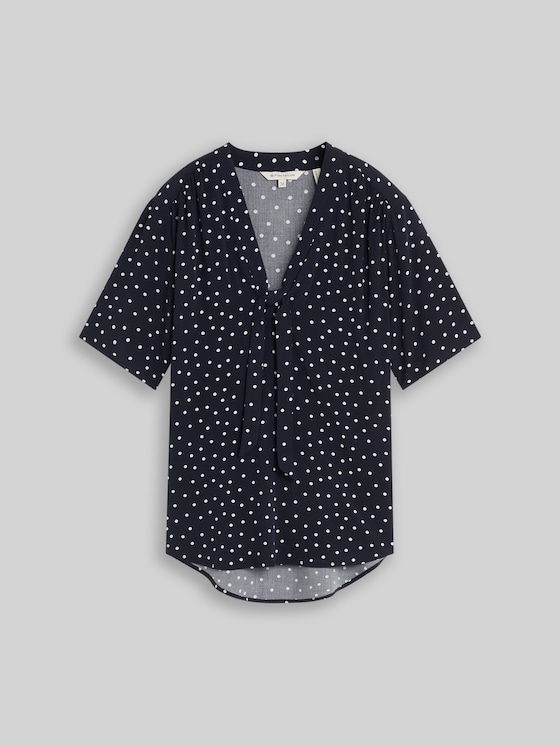 Polka dot blouse - navy white small dot design