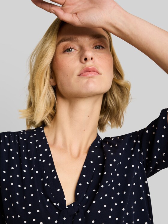 Polka dot blouse - navy white small dot design