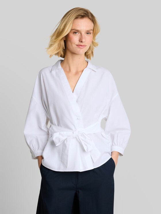 Loose-fit wrap blouse - White