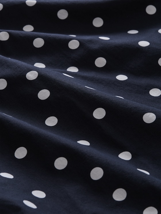 Loose-fit wrap blouse - navy big dot design