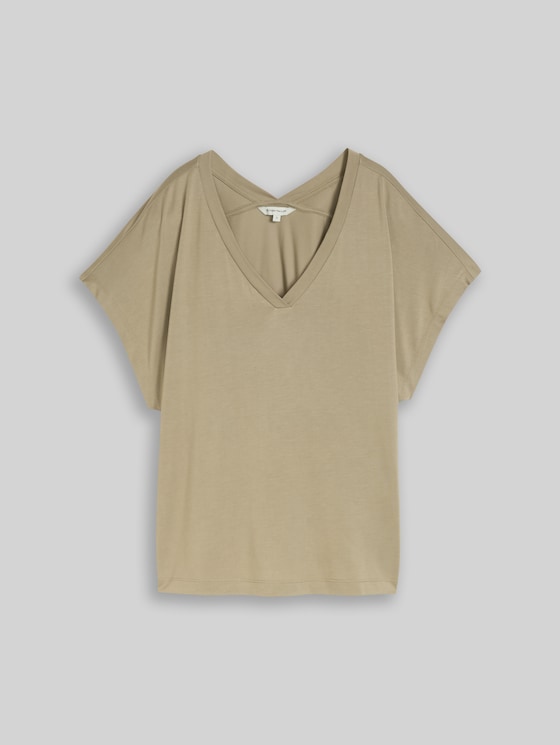 T-shirt with V-neck - Silver Olive