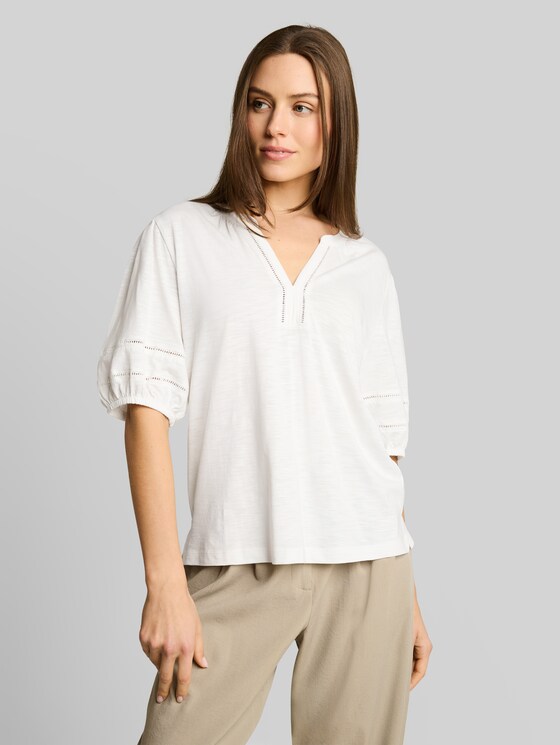 Blouse-style T-shirt with lace details - Whisper White