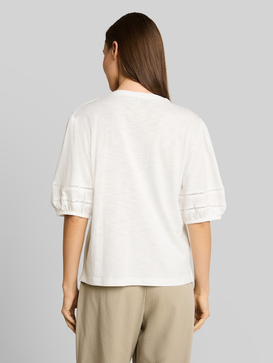 Blouse-style T-shirt with lace details - Whisper White