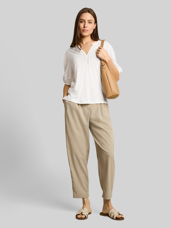 Blouse-style T-shirt with lace details - Whisper White