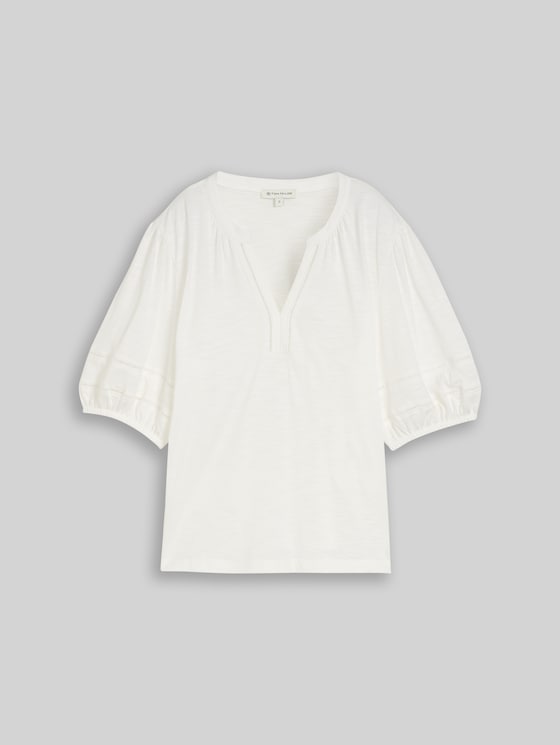 Blouse-style T-shirt with lace details - Whisper White