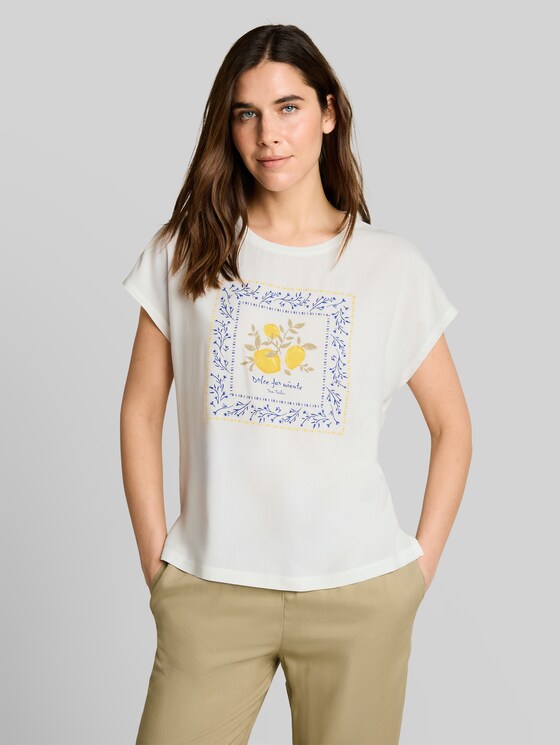 T-shirt in a mix of materials - Whisper White