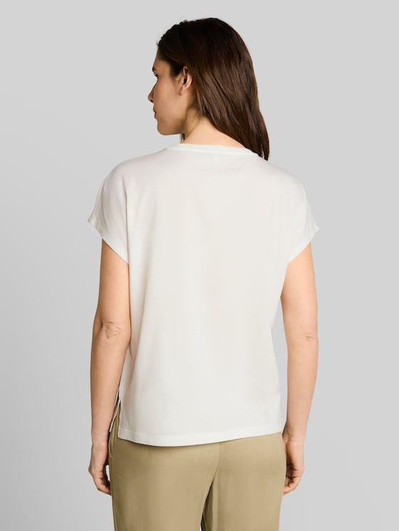T-shirt in a mix of materials - Whisper White