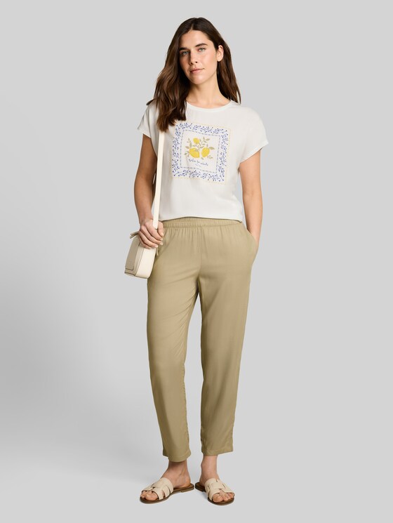 T-shirt in a mix of materials - Whisper White