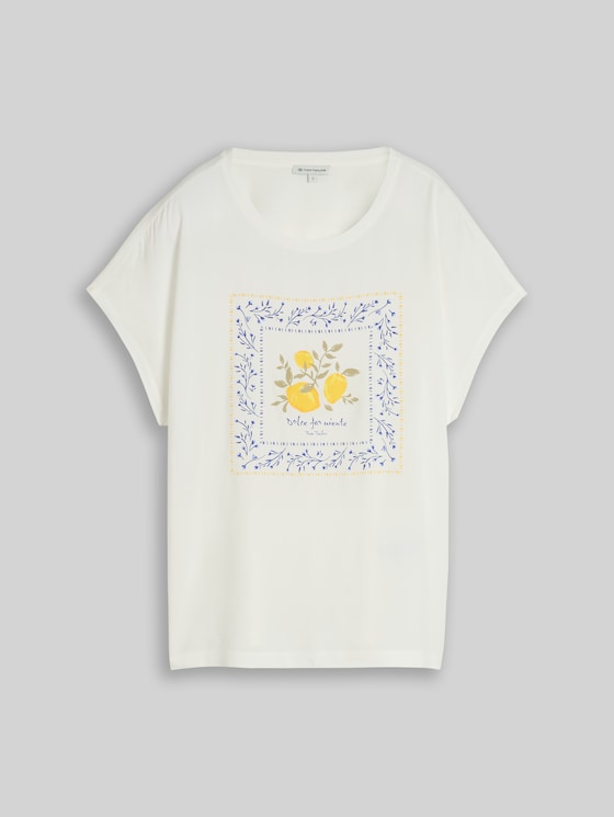 T-shirt in a mix of materials - Whisper White