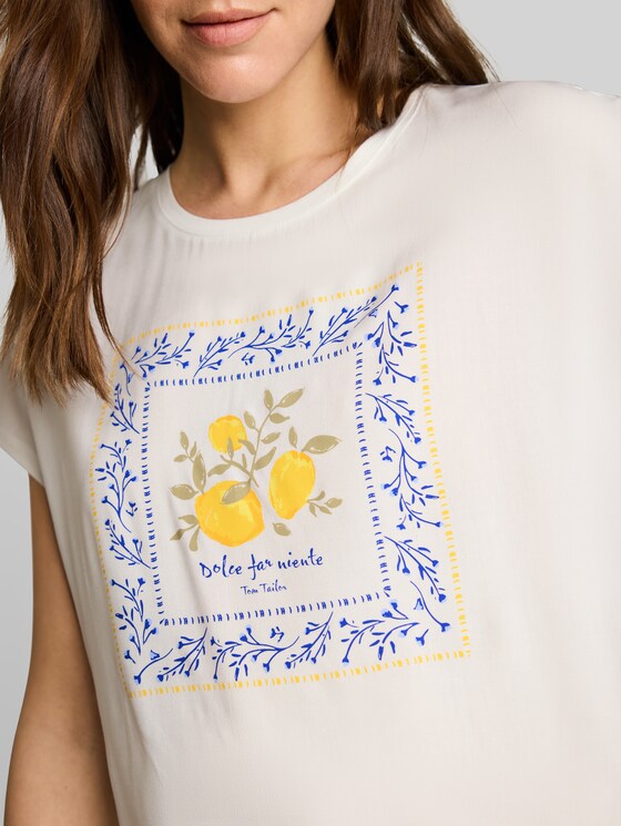 T-shirt in a mix of materials - Whisper White