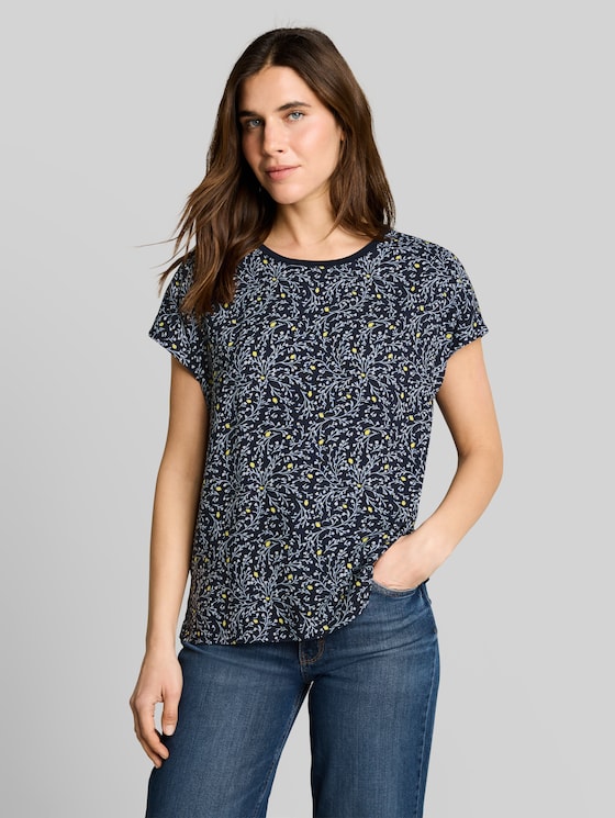 T-shirt in a mix of materials - sky captain blue