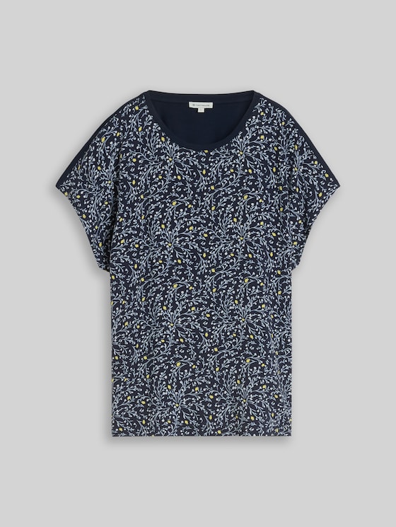 T-shirt in a mix of materials - sky captain blue