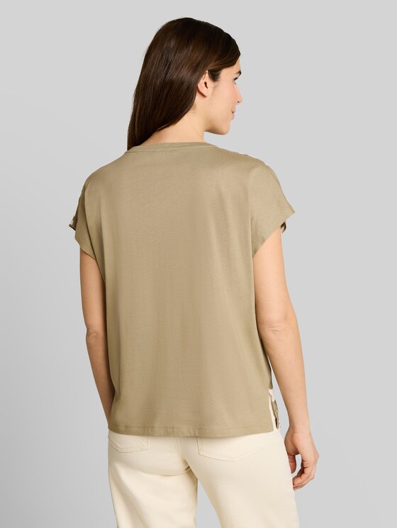 T-shirt in a mix of materials - Silver Olive