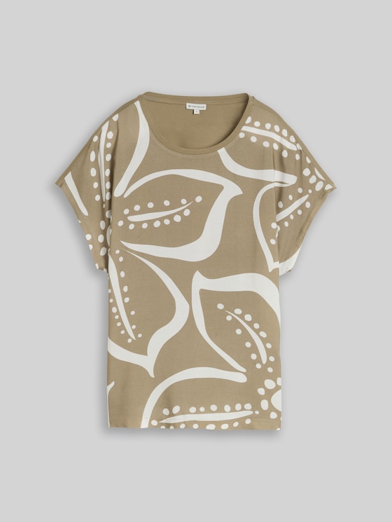 T-shirt in a mix of materials - Silver Olive