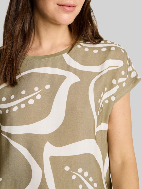 T-shirt in a mix of materials - Silver Olive