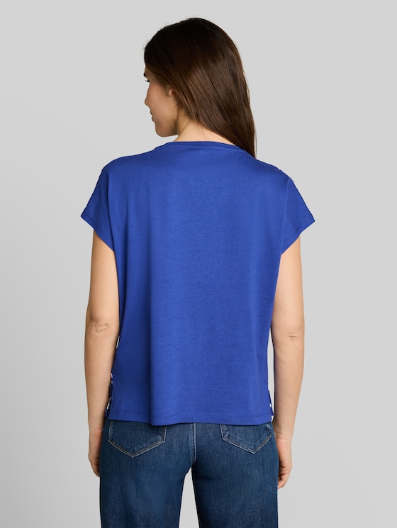 T-shirt in a mix of materials - shiny royal blue