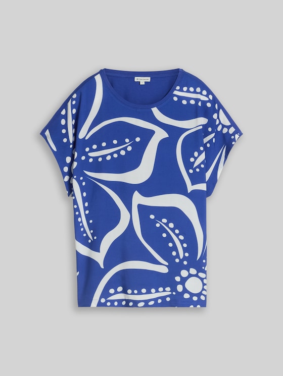 T-shirt in a mix of materials - shiny royal blue