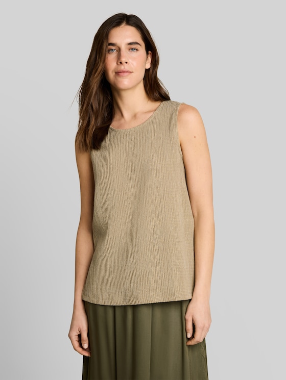 Crinkle top with side slits - olive white structure
