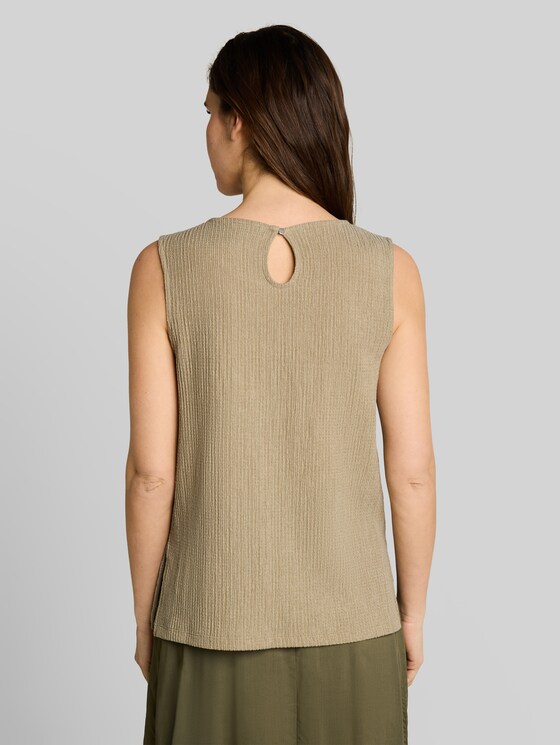 Crinkle top with side slits - olive white structure