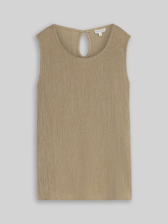Crinkle top with side slits - olive white structure