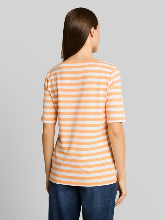T-shirt with embroidery - orange white stripe