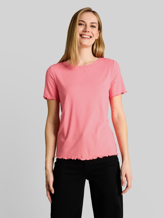 T-shirt with rib - soft fuchsia pink