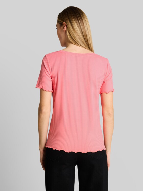 T-shirt with rib - soft fuchsia pink