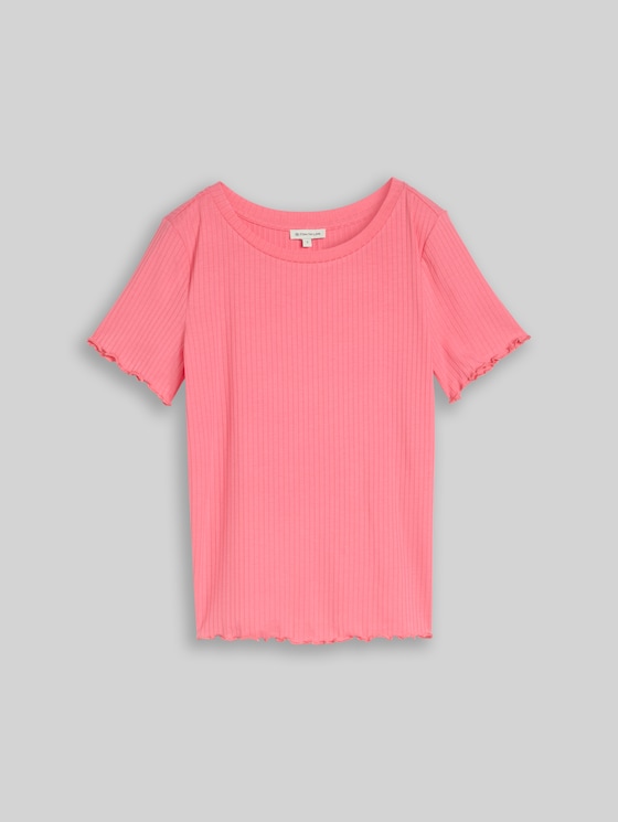 T-shirt with rib - soft fuchsia pink