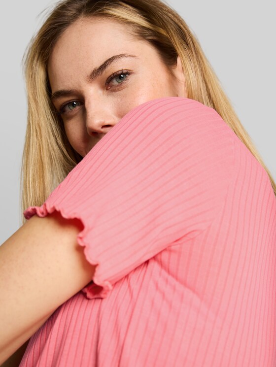 T-shirt with rib - soft fuchsia pink