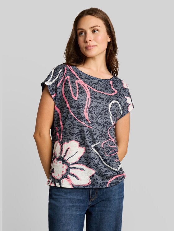 Floral print T-shirt - sky captain blue