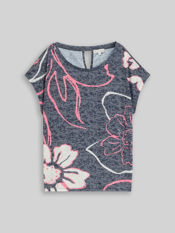 Floral print T-shirt - sky captain blue